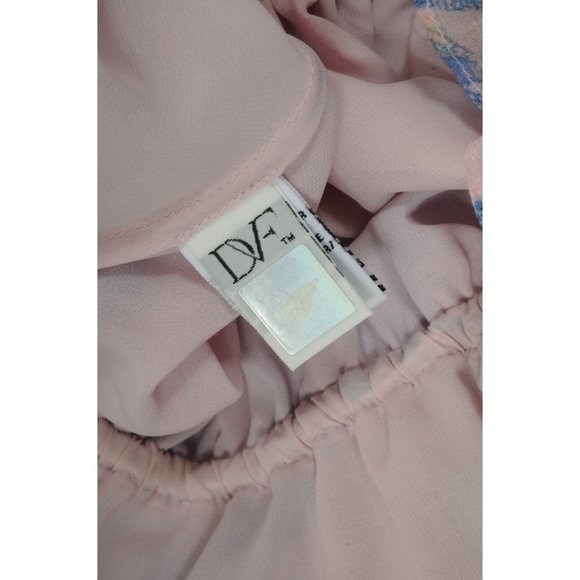 Diane Von Furstenberg Womens Camila Dress Size 6 Pink Off Shoulder Chiffon Silk - Picture 10 of 12